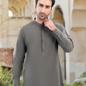 SUMMER'25 MEN KAMEEZ SHALWAR DARK GREY
